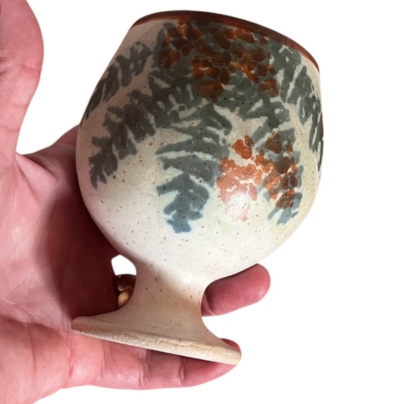 Art Studio Pottery Pine Cone Goblet Footed Bowl MCM - Picture 5 of 8